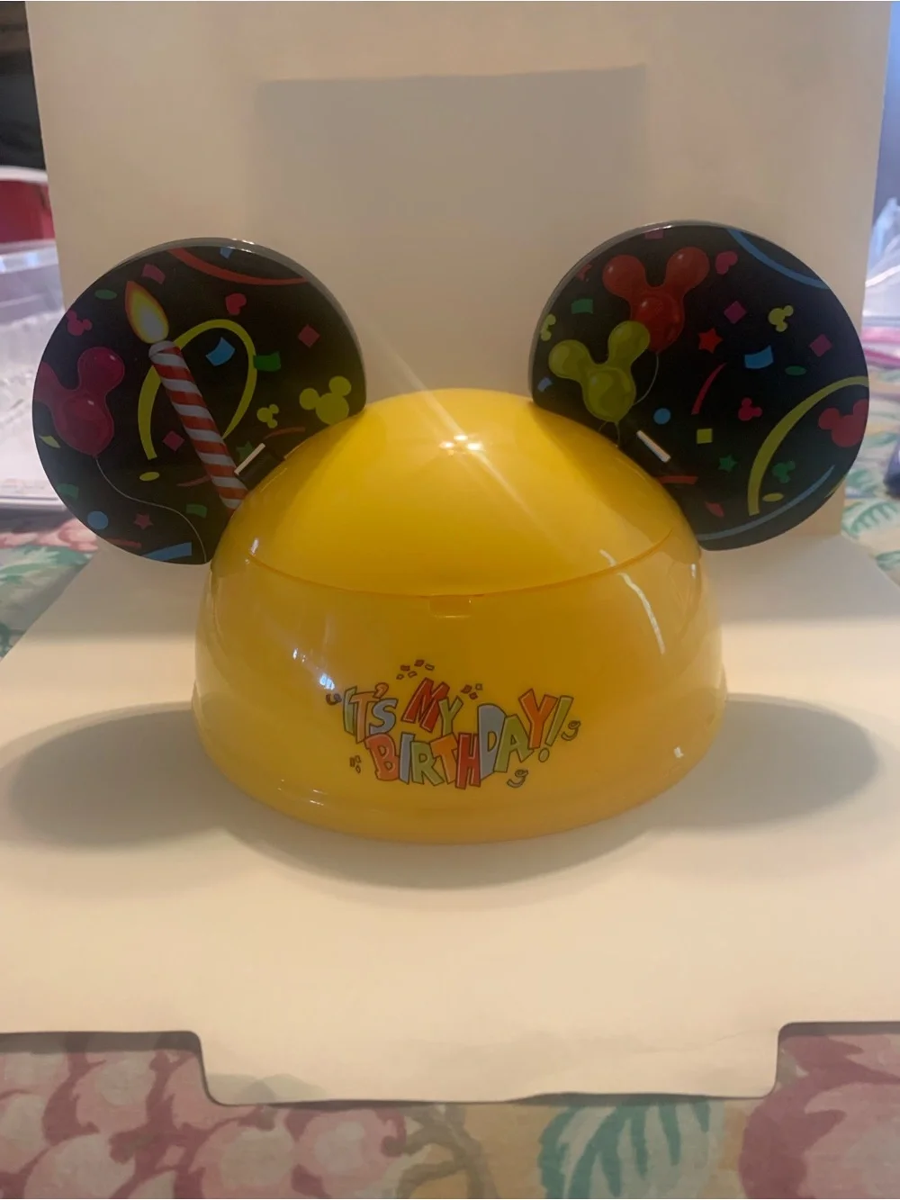 Disney Yellow 'It's My Birthday' Mickey Ears Ice Cream Bowl with Confetti Print